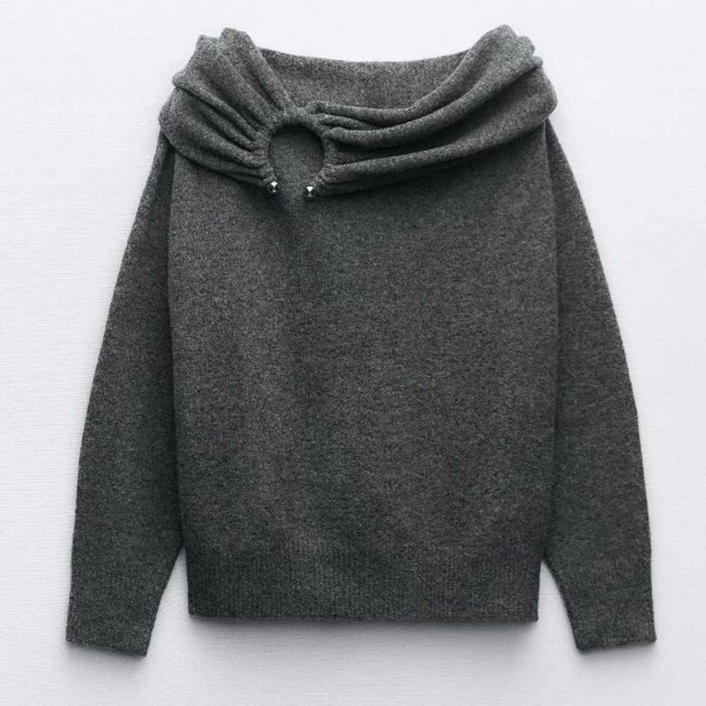 Zara off shoulder grey sweater